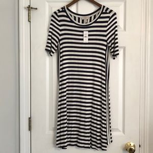 LOFT Navy and White Stripped Dress - NWT
